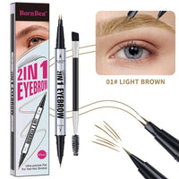 Bornbea Hair-Like Eyebrow Pen, New Upgrade ,2-In-1 Waterproof Brow Pen with 2 Tip, with Dual-Ended Eyebrow Brush, Cosmetic Makeup