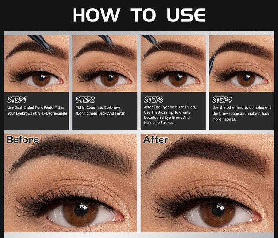 Bornbea Hair-Like Eyebrow Pen, New Upgrade ,2-In-1 Waterproof Brow Pen with 2 Tip, with Dual-Ended Eyebrow Brush, Cosmetic Makeup