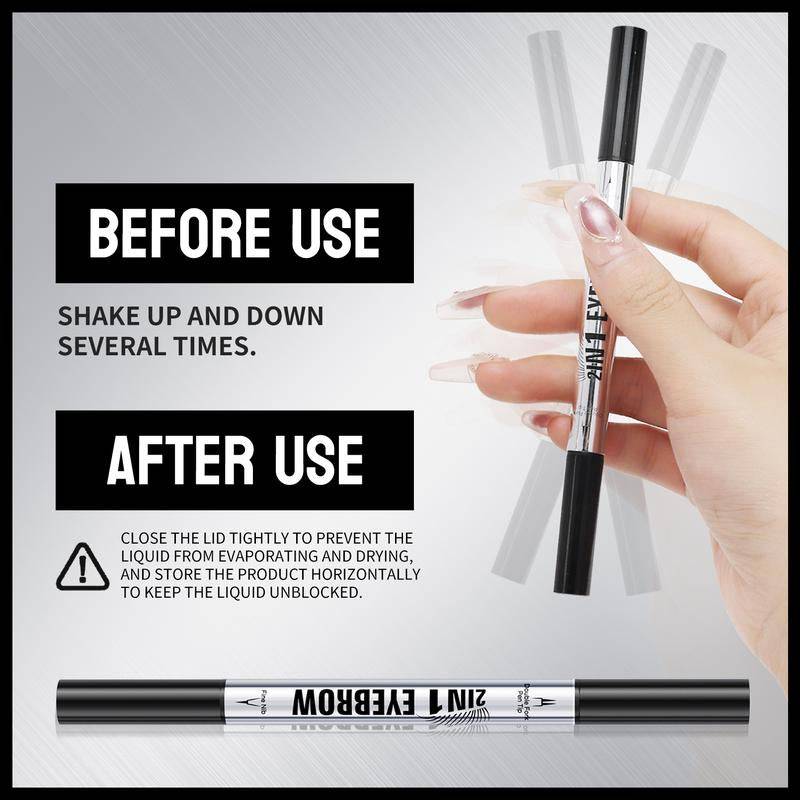 Bornbea Hair-Like Eyebrow Pen, New Upgrade ,2-In-1 Waterproof Brow Pen with 2 Tip, with Dual-Ended Eyebrow Brush, Cosmetic Makeup