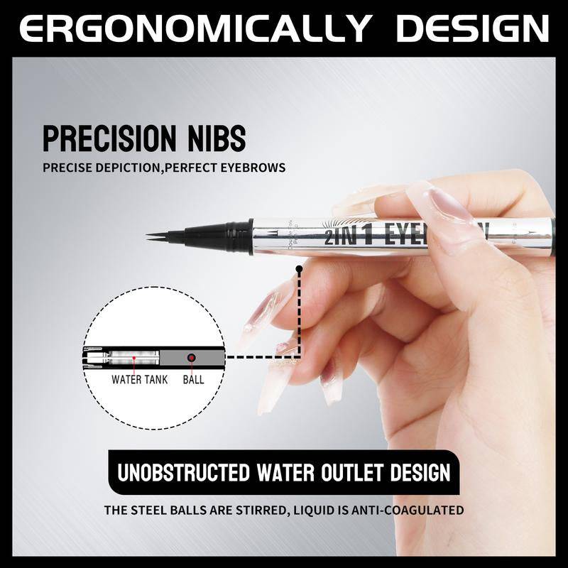 Bornbea Hair-Like Eyebrow Pen, New Upgrade ,2-In-1 Waterproof Brow Pen with 2 Tip, with Dual-Ended Eyebrow Brush, Cosmetic Makeup